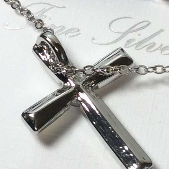 Silver Plated Swarovski Crystal Cross Pendant - Picture 9 of 16